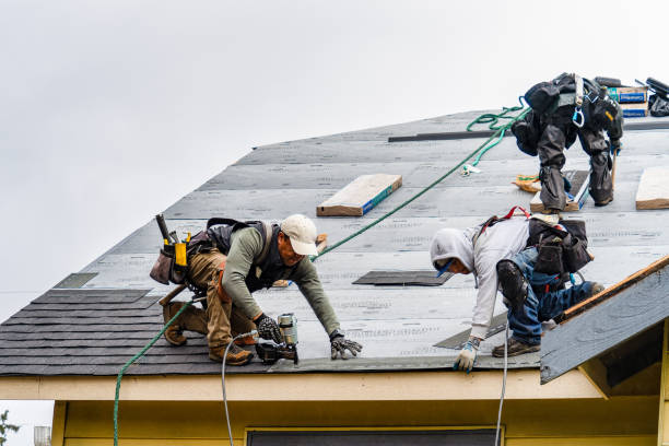 Professional Gutter Installation technician working in Northford, CT